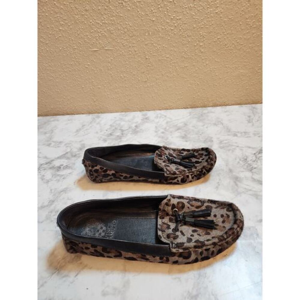 Vince Camuto VC Piercee Women's Brown Calf Hair Leopard Tassel‎ Loafers Size 8M